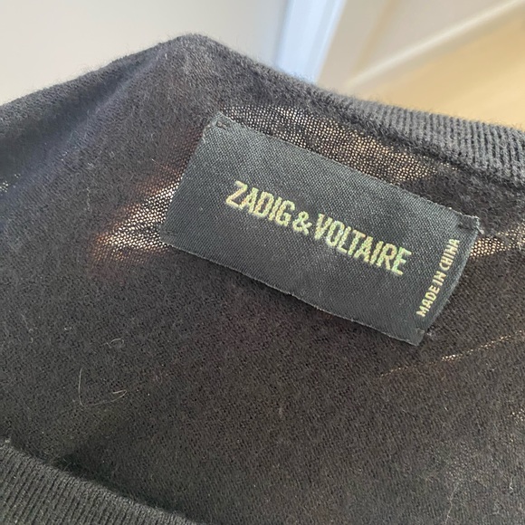 Zadig & Voltaire Size L black sweater with gold thread trim - Picture 3 of 5